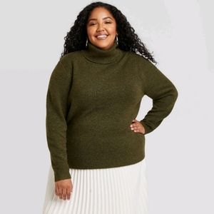 NWOT Olive green turtleneck pullover sweater